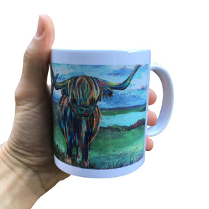 Painted Double Highland Cows Mug