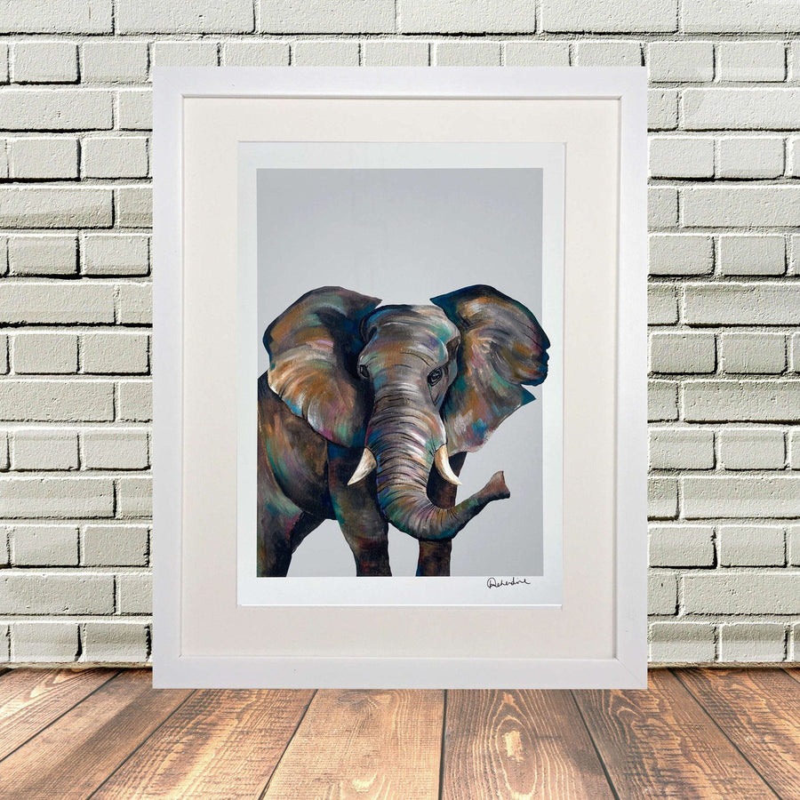 Elephant Painting print black Frame