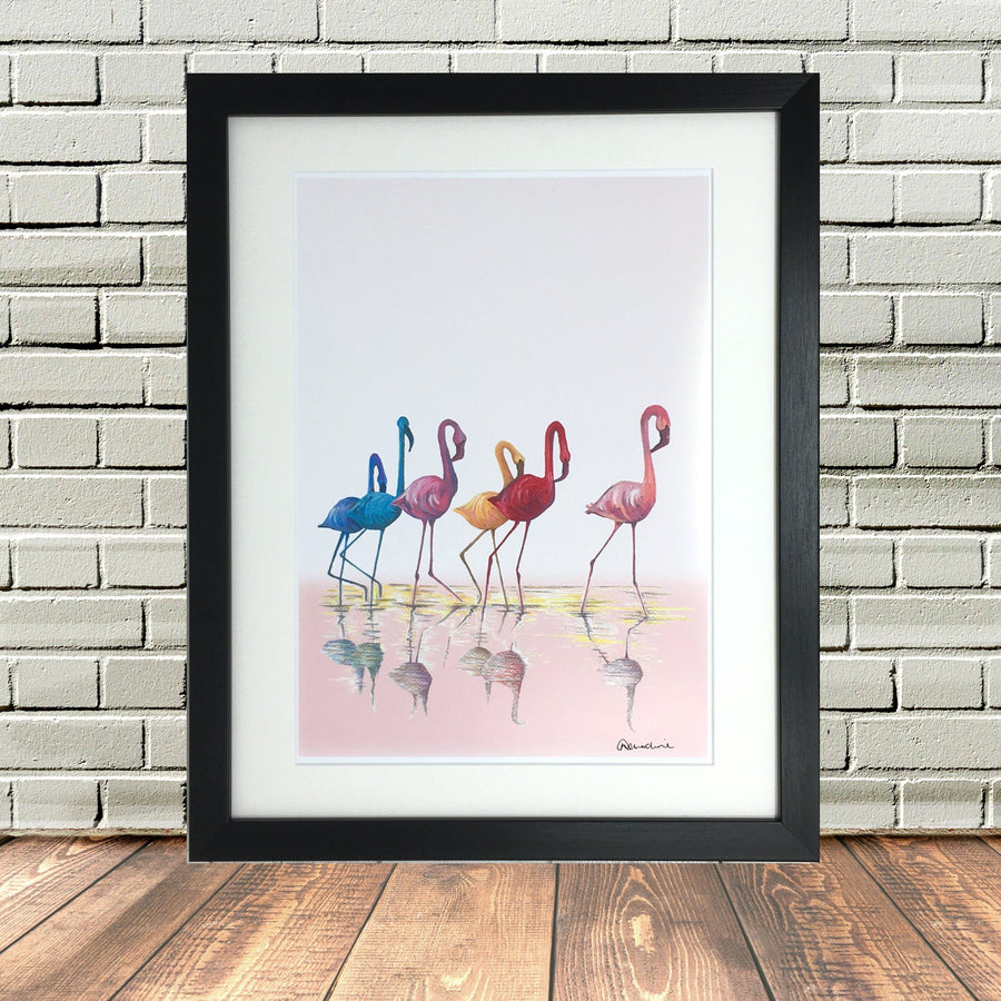Colourful Painted Flamingo Print