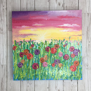Flower Field Painting Original Artwork