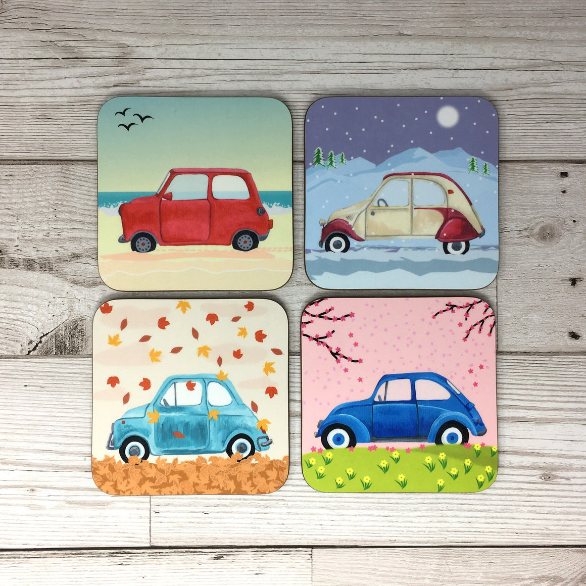 Set of 4 'Four Season' Classic Car Coasters