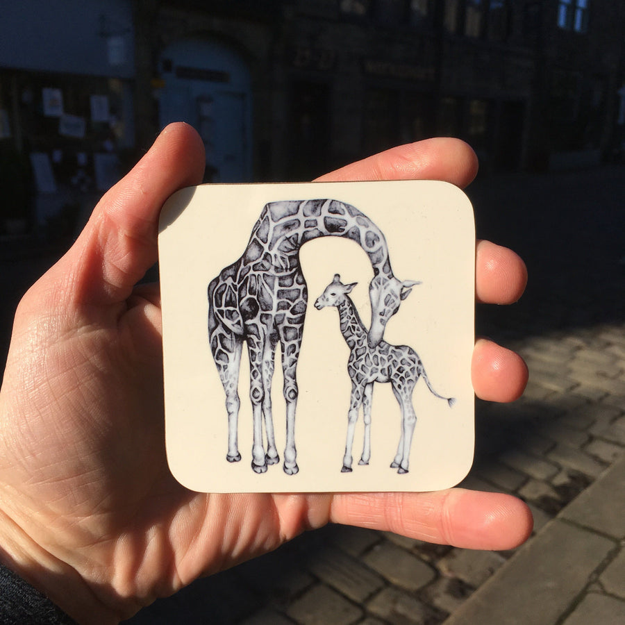 Giraffe and Baby Sketched Coaster