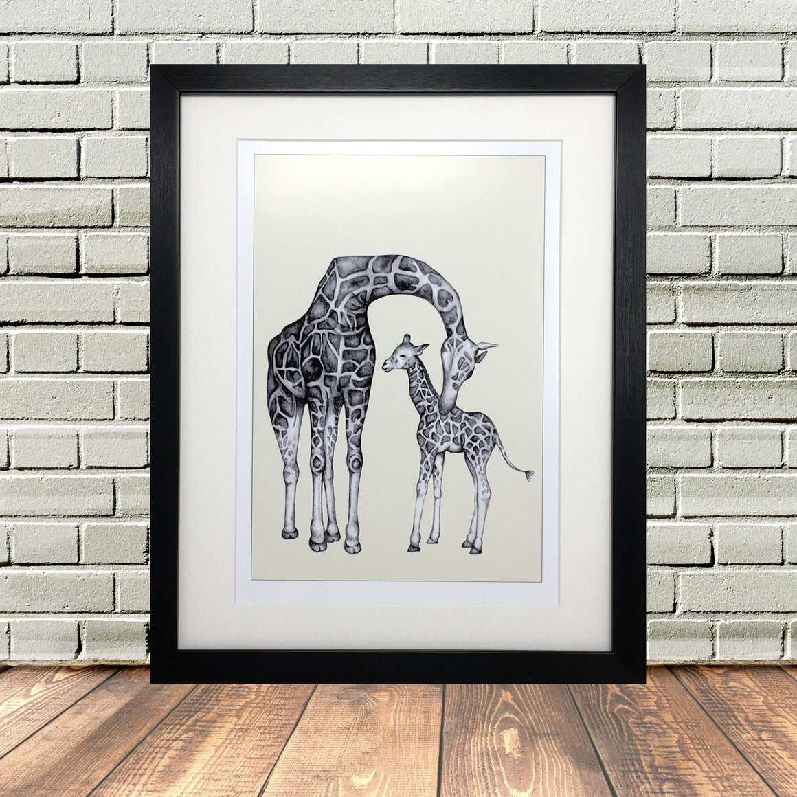 Personalised Giraffe and Baby Sketch Print