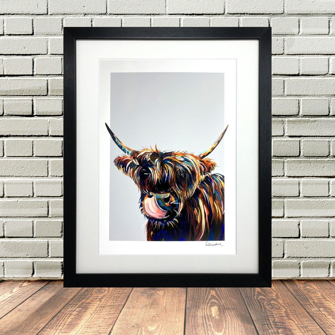Highland Cow Picture Print White Frame