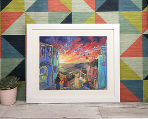 Haworth Street Sunset Framed print