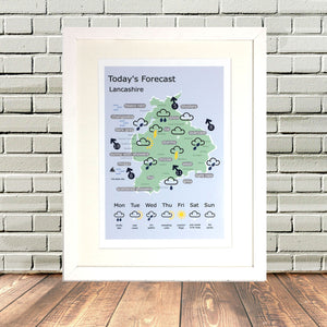 Lancashire Funny Dialect Weather Map Lighthouse Lane