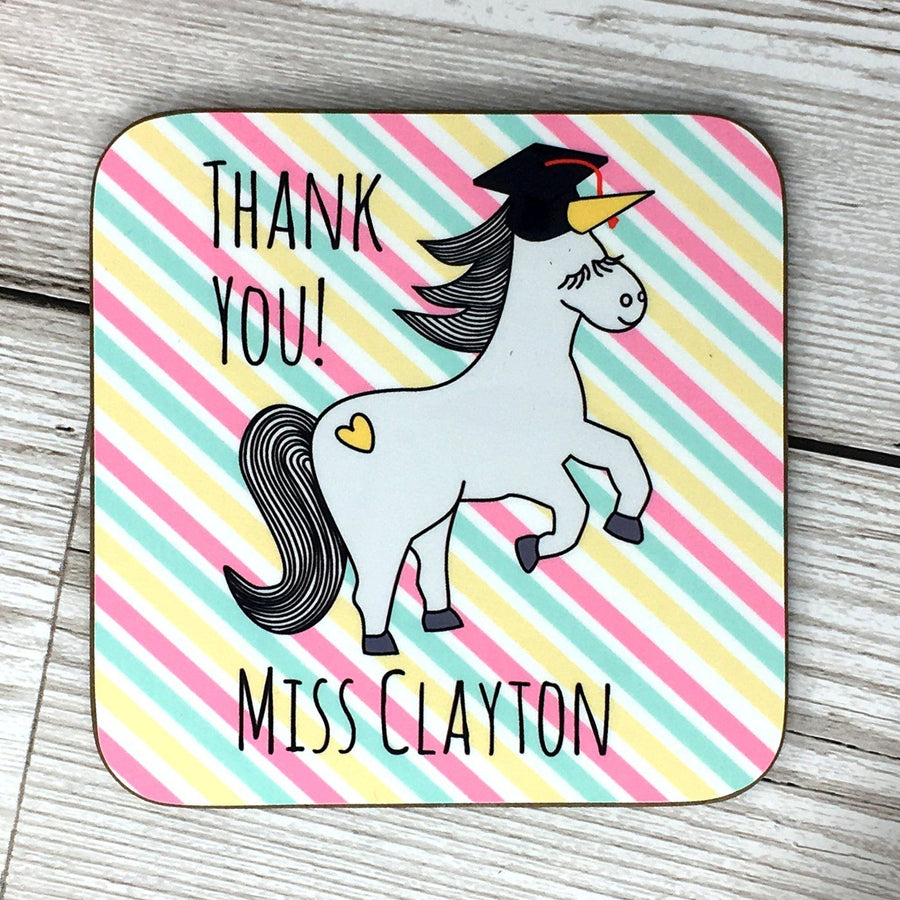 Personalised Teacher Unicorn Coaster