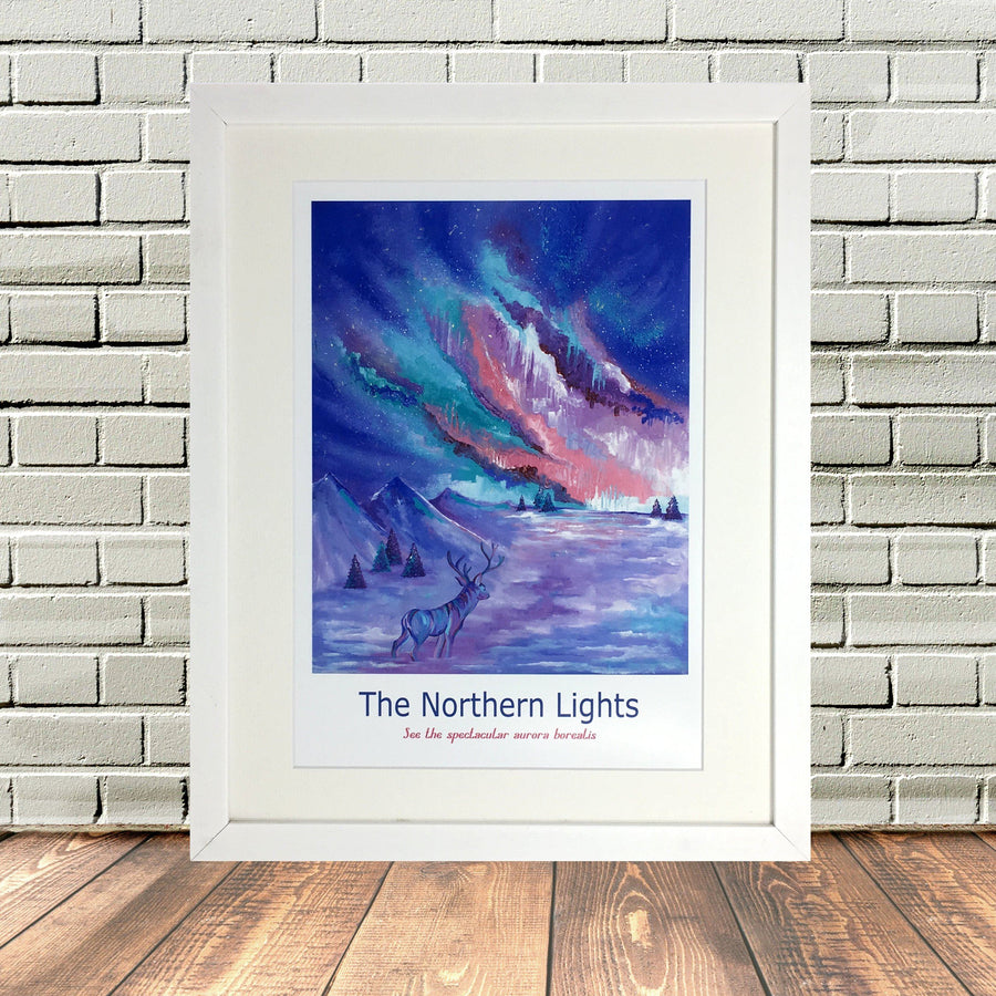Northern Lights Iceland Painting Print