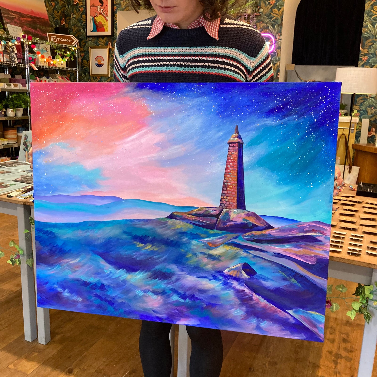 Wainman's Pinnacle Sutton-in Craven , North Yorkshire Original Painting K Shelmerdine