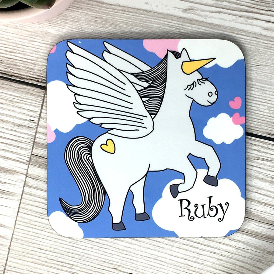 Personalised Unicorn Pegasus Coaster