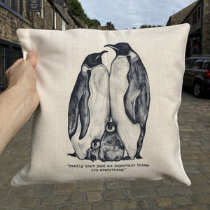 Penguin Family Cushion (Can be personalised)