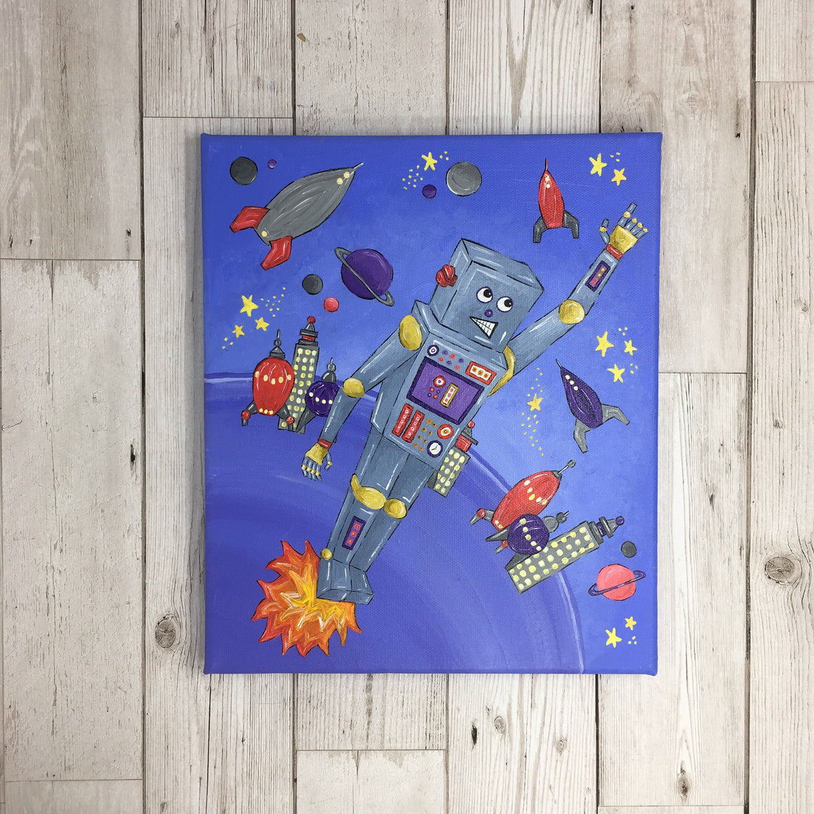 Robot Space Painting Original Artwork