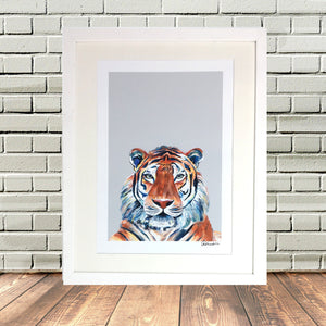 Painted Tiger Print White Frame