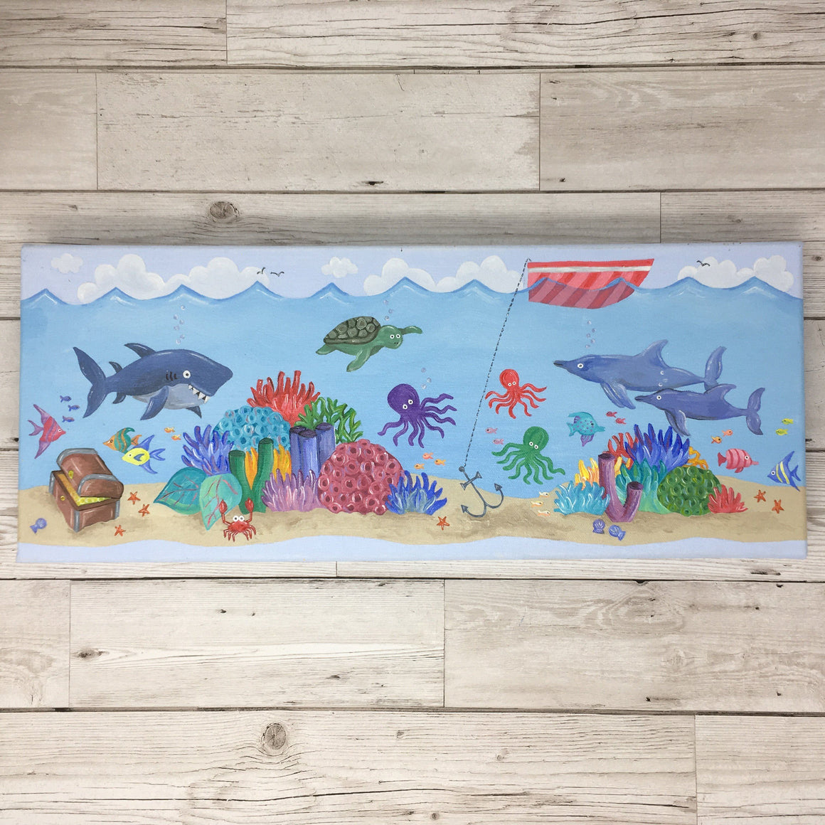 Underwater Children's Shark Painting Original Artwork