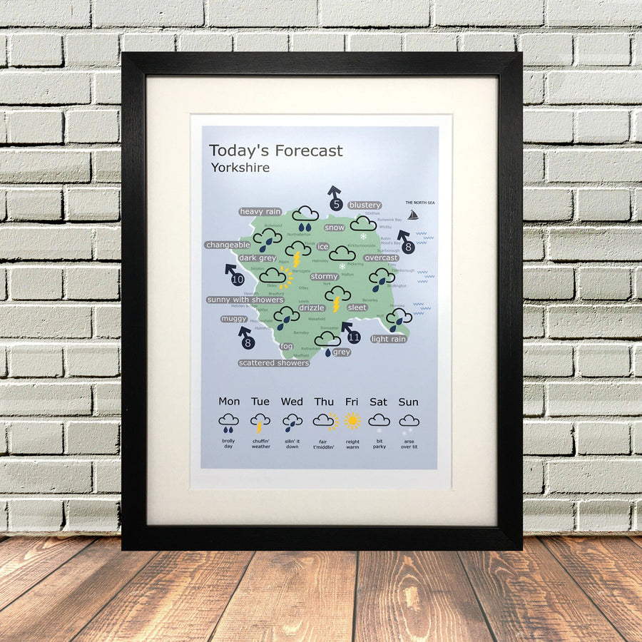 Funny Yorkshire Weather Map Print