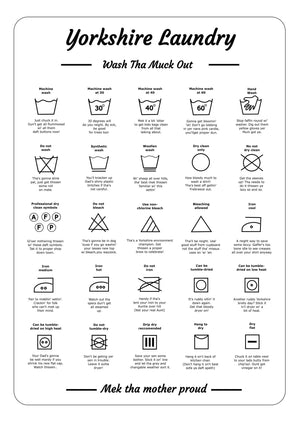 Yorkshire Washing Care Symbols Print