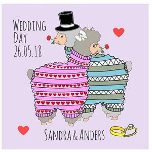 Funny Alpaca Coaster 'Wedding'