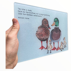Duck Family Painting Glass Chopping Board