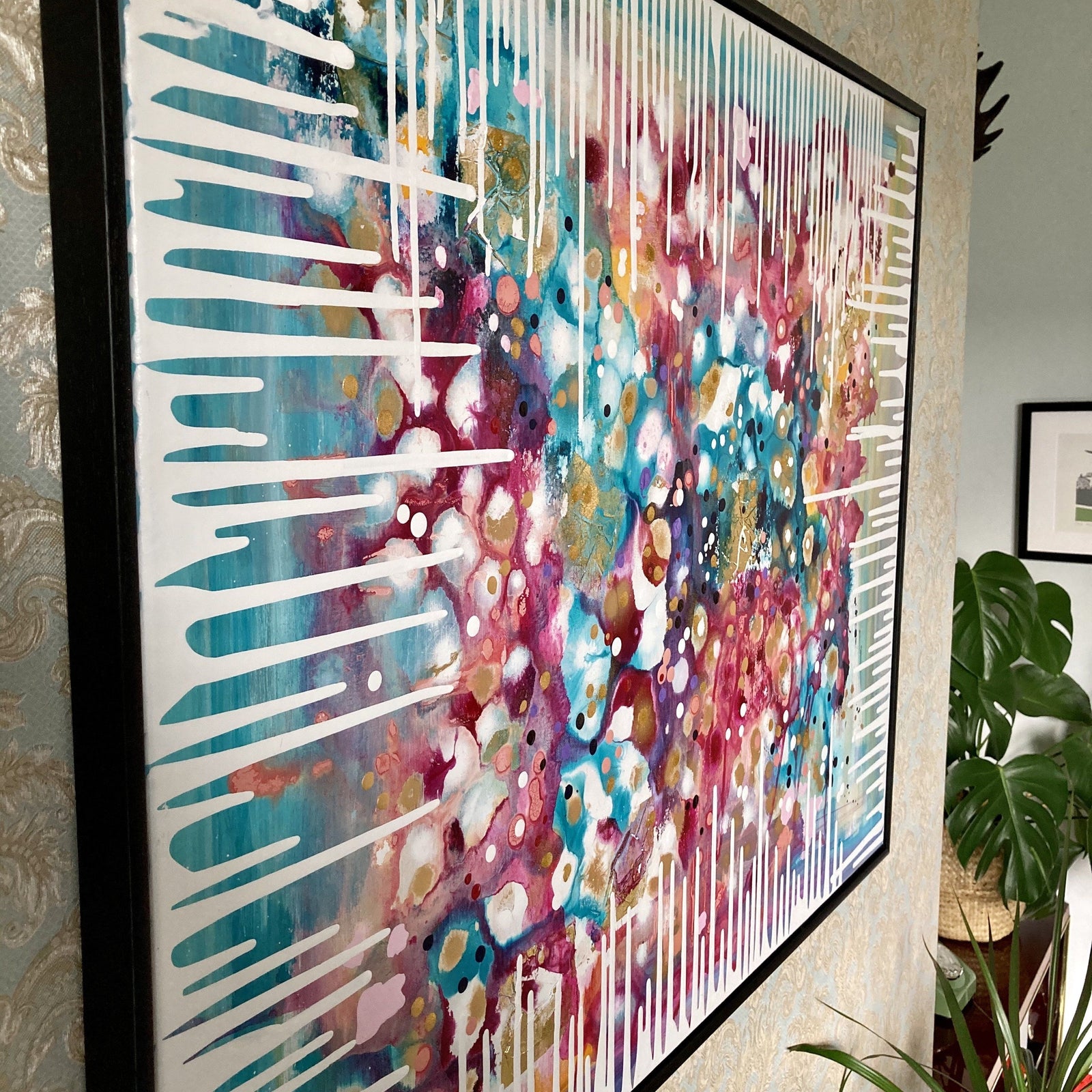 Colourful Abstract Gold Leaf Original Artwork