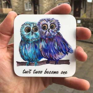 Owl Pair Love Coaster