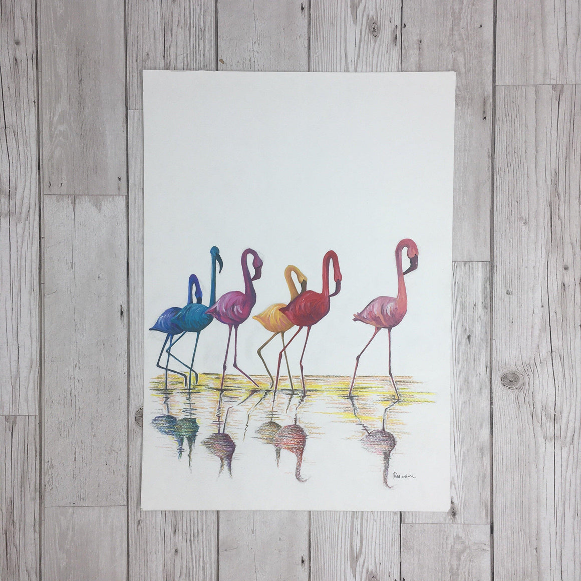 Flamingos Painting Original Artwork